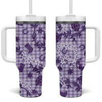 Mokihana Maile Ilima Leis Paniolo Palaka Tumbler With Handle Hawaiian Poni Spirit - Polynesian Pride