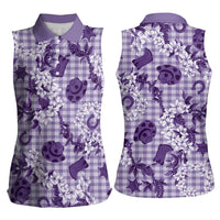 Mokihana Maile Ilima Leis Paniolo Palaka Women Sleeveless Polo Shirt Hawaiian Poni Spirit - Polynesian Pride