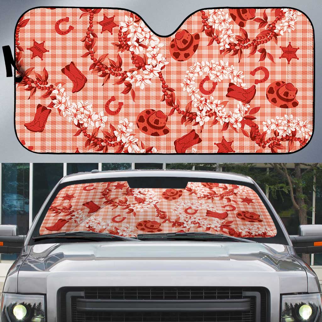 Mokihana Maile Ilima Leis Paniolo Palaka Auto Sun Shade Hawaiian Ulaula Spirit - Polynesian Pride