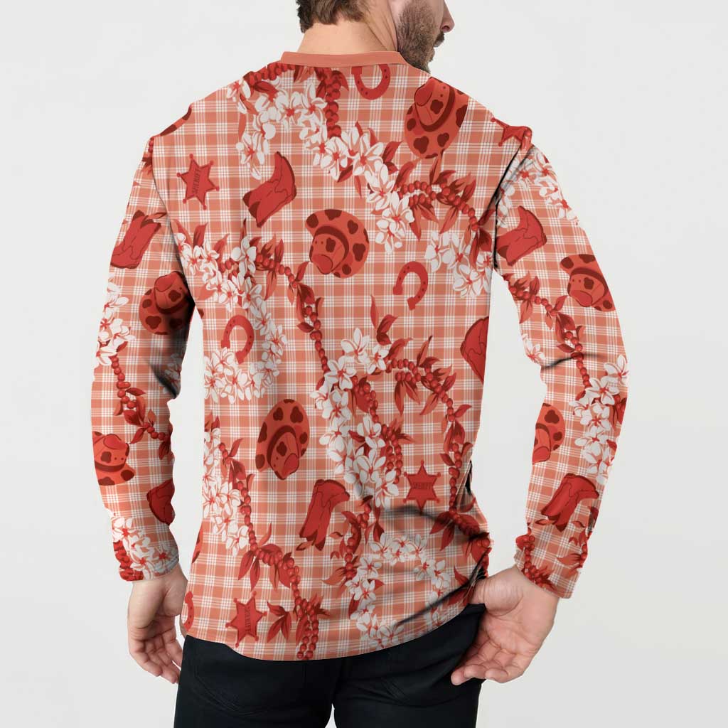 Mokihana Maile Ilima Leis Paniolo Palaka Button Sweatshirt Hawaiian Ulaula Spirit - Polynesian Pride