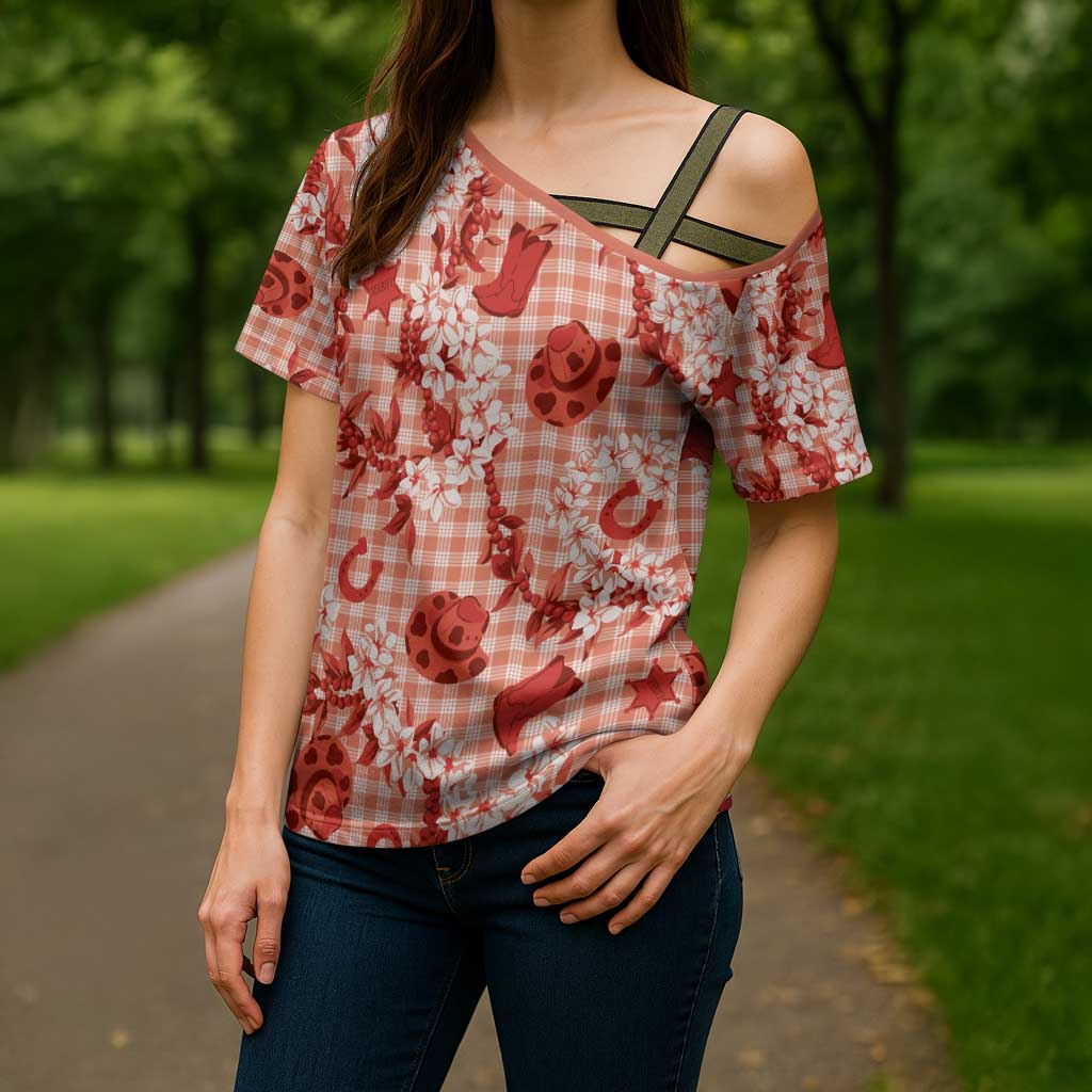 Mokihana Maile Ilima Leis Paniolo Palaka Cross Shoulder Shirt Hawaiian Ulaula Spirit - Polynesian Pride