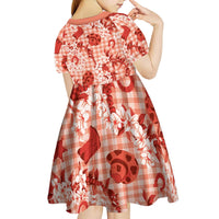 Mokihana Maile Ilima Leis Paniolo Palaka Kid Short Sleeve Dress Hawaiian Ulaula Spirit - Polynesian Pride