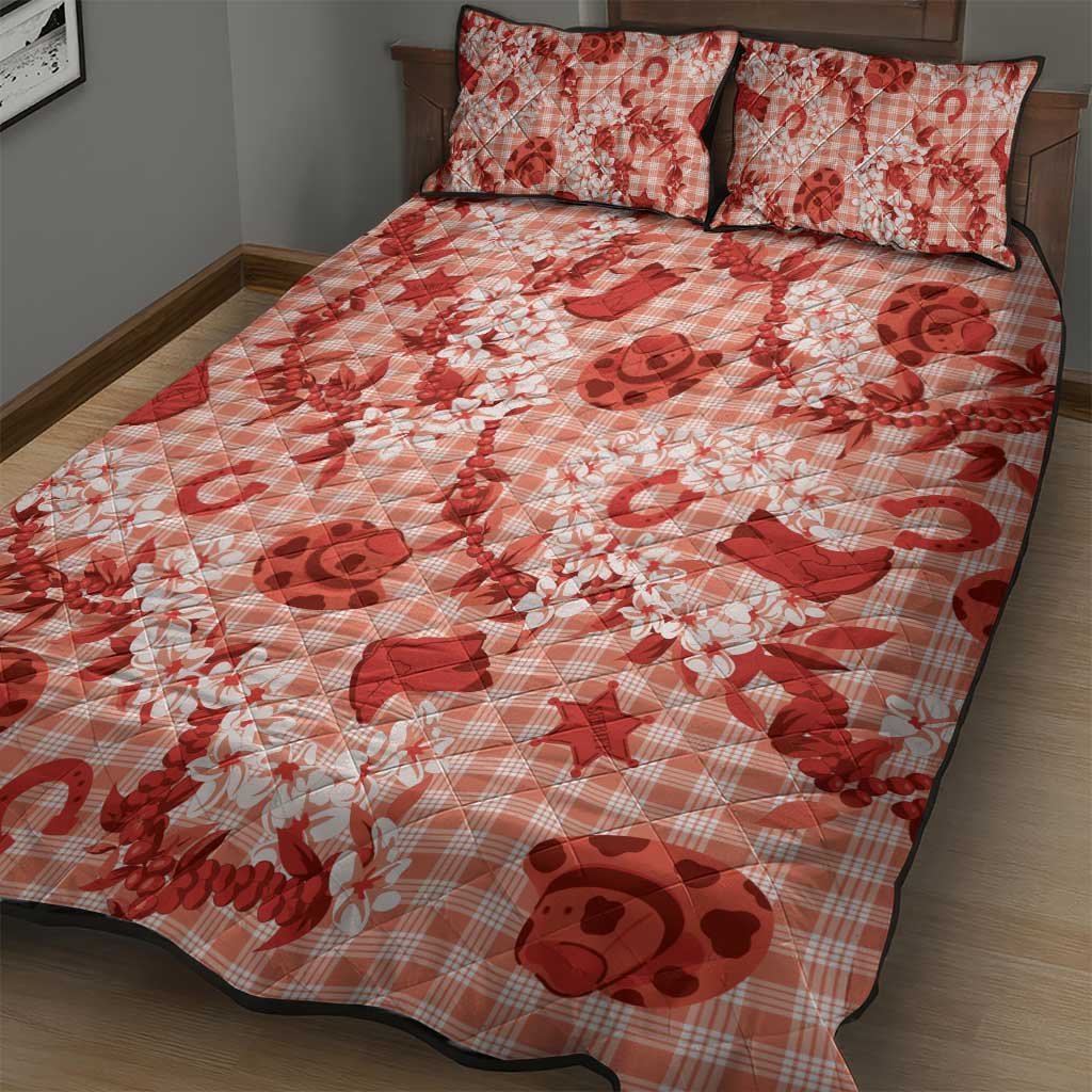 Mokihana Maile Ilima Leis Paniolo Palaka Quilt Bed Set Hawaiian Ulaula Spirit - Polynesian Pride