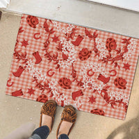 Mokihana Maile Ilima Leis Paniolo Palaka Rubber Doormat Hawaiian Ulaula Spirit - Polynesian Pride