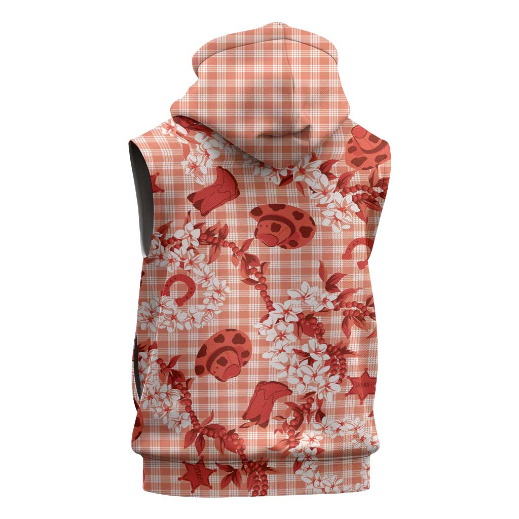 Mokihana Maile Ilima Leis Paniolo Palaka Sleeveless Hoodie Hawaiian Ulaula Spirit - Polynesian Pride