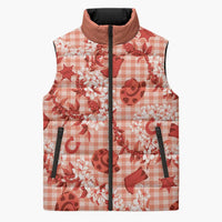 Mokihana Maile Ilima Leis Paniolo Palaka Sleeveless Puffer Jacket Hawaiian Ulaula Spirit - Polynesian Pride