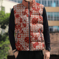 Mokihana Maile Ilima Leis Paniolo Palaka Sleeveless Puffer Jacket Hawaiian Ulaula Spirit - Polynesian Pride