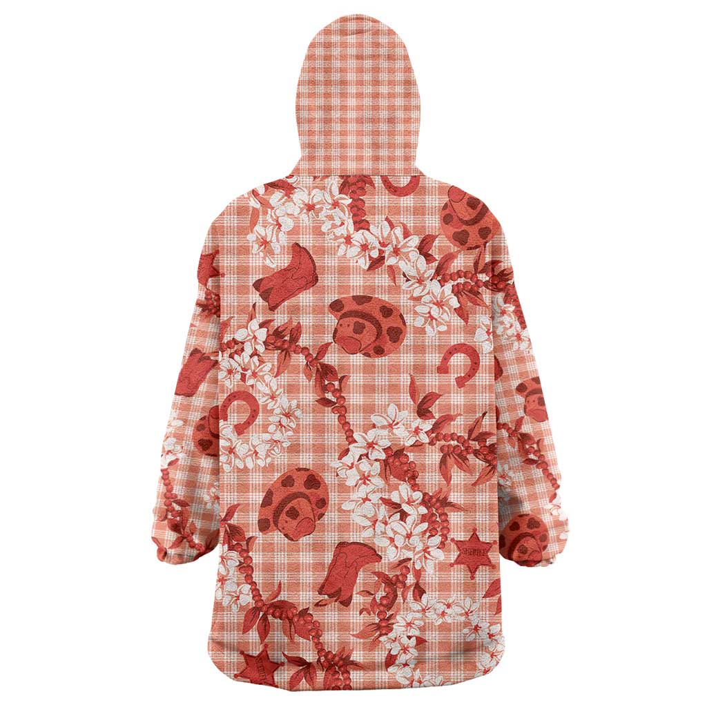 Mokihana Maile Ilima Leis Paniolo Palaka Wearable Blanket Hoodie Hawaiian Ulaula Spirit - Polynesian Pride
