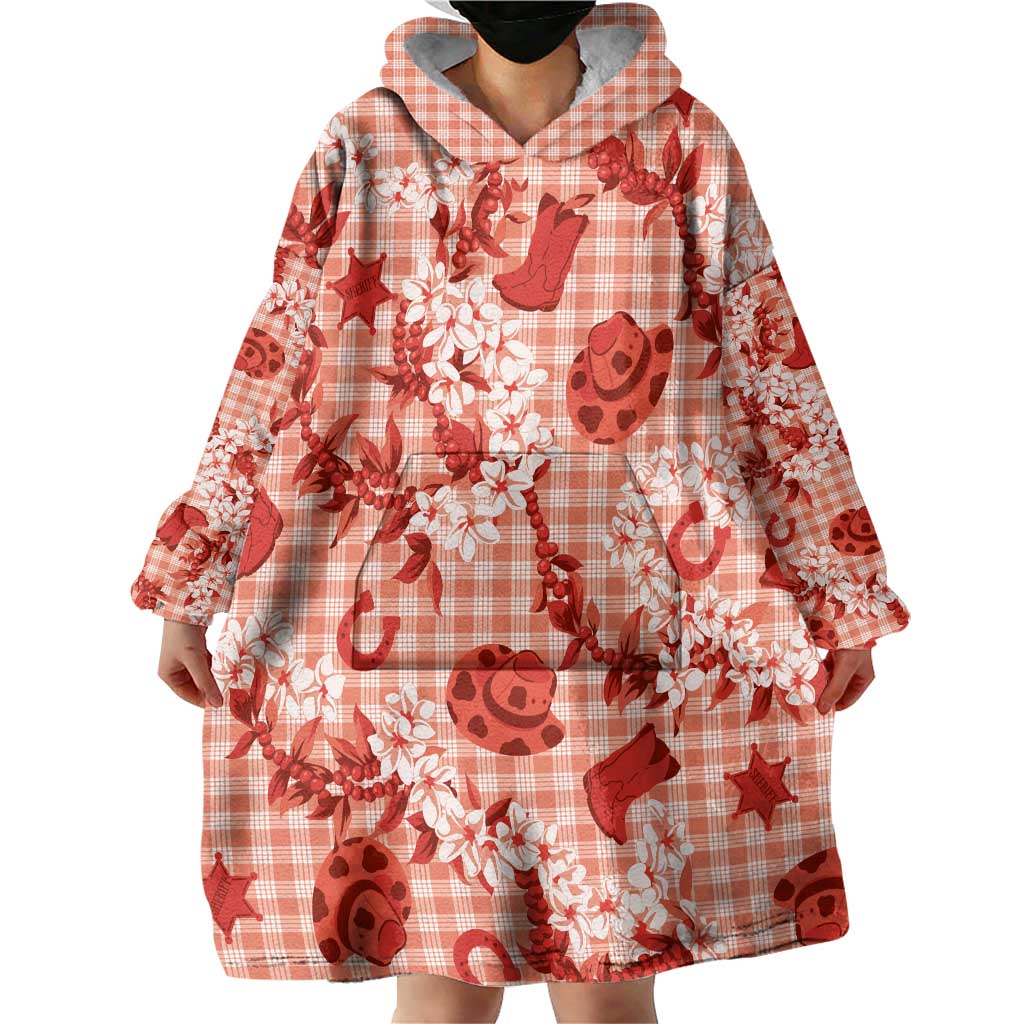 Mokihana Maile Ilima Leis Paniolo Palaka Wearable Blanket Hoodie Hawaiian Ulaula Spirit - Polynesian Pride