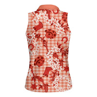 Mokihana Maile Ilima Leis Paniolo Palaka Women Sleeveless Polo Shirt Hawaiian Ulaula Spirit - Polynesian Pride