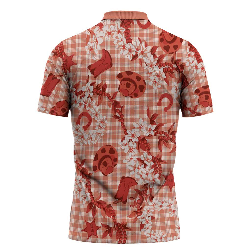 Mokihana Maile Ilima Leis Paniolo Palaka Zipper Polo Shirt Hawaiian Ulaula Spirit - Polynesian Pride