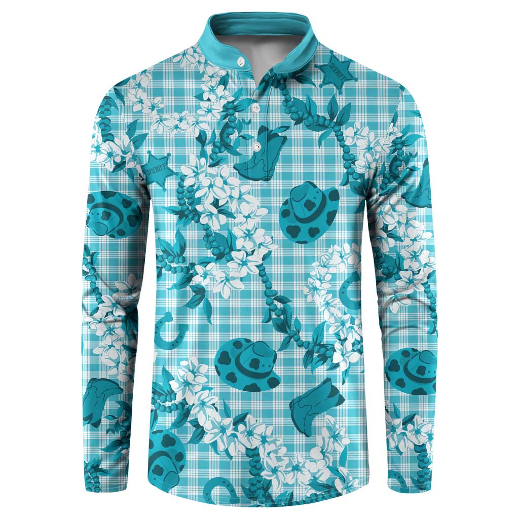 Mokihana Maile Ilima Leis Paniolo Palaka Button Sweatshirt Hawaiian Polu Opa Spirit - Polynesian Pride