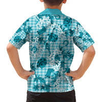 Mokihana Maile Ilima Leis Paniolo Palaka Family Matching Long Sleeve Bodycon Dress and Hawaiian Shirt Hawaiian Polu Opa Spirit - Polynesian Pride