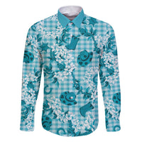 Mokihana Maile Ilima Leis Paniolo Palaka Family Matching Short Sleeve Bodycon Dress and Hawaiian Shirt Hawaiian Polu Opa Spirit - Polynesian Pride