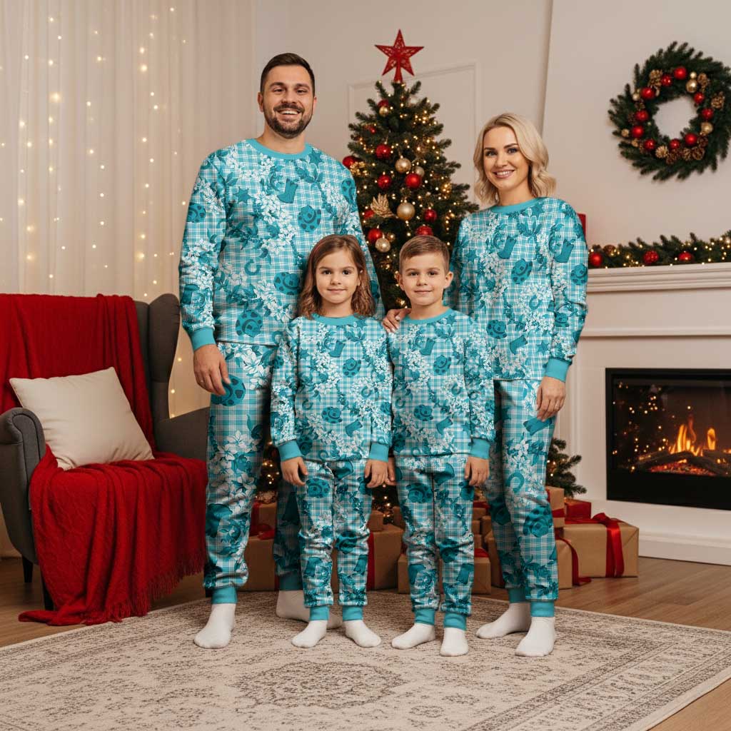 Mokihana Maile Ilima Leis Paniolo Palaka Christmas Pajama Set Hawaiian Polu Opa Spirit - Polynesian Pride