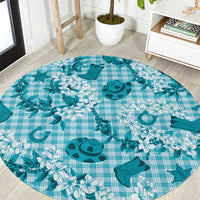 Mokihana Maile Ilima Leis Paniolo Palaka Round Carpet Hawaiian Polu Opa Spirit - Polynesian Pride