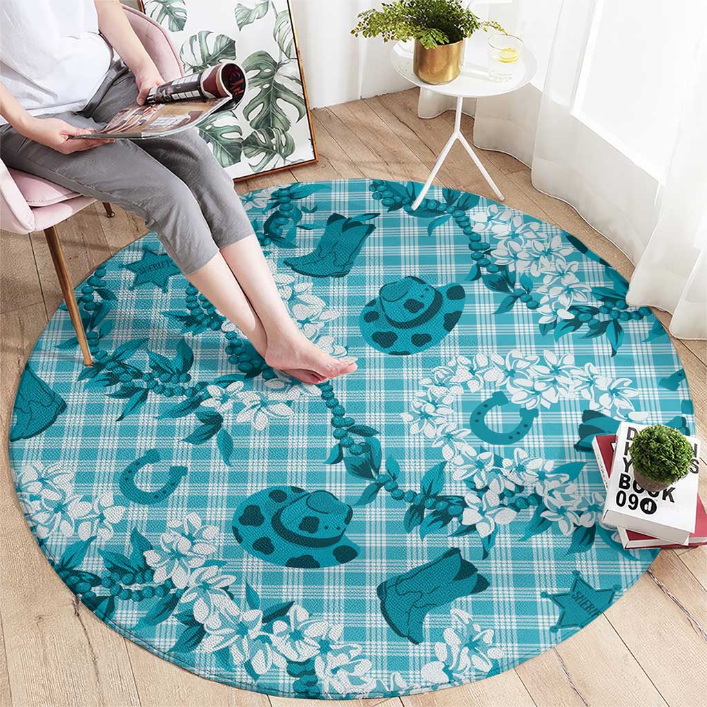 Mokihana Maile Ilima Leis Paniolo Palaka Round Carpet Hawaiian Polu Opa Spirit - Polynesian Pride