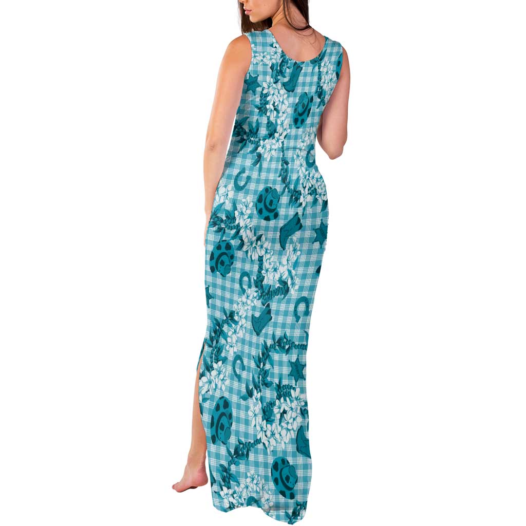 Mokihana Maile Ilima Leis Paniolo Palaka Tank Maxi Dress Hawaiian Polu Opa Spirit - Polynesian Pride