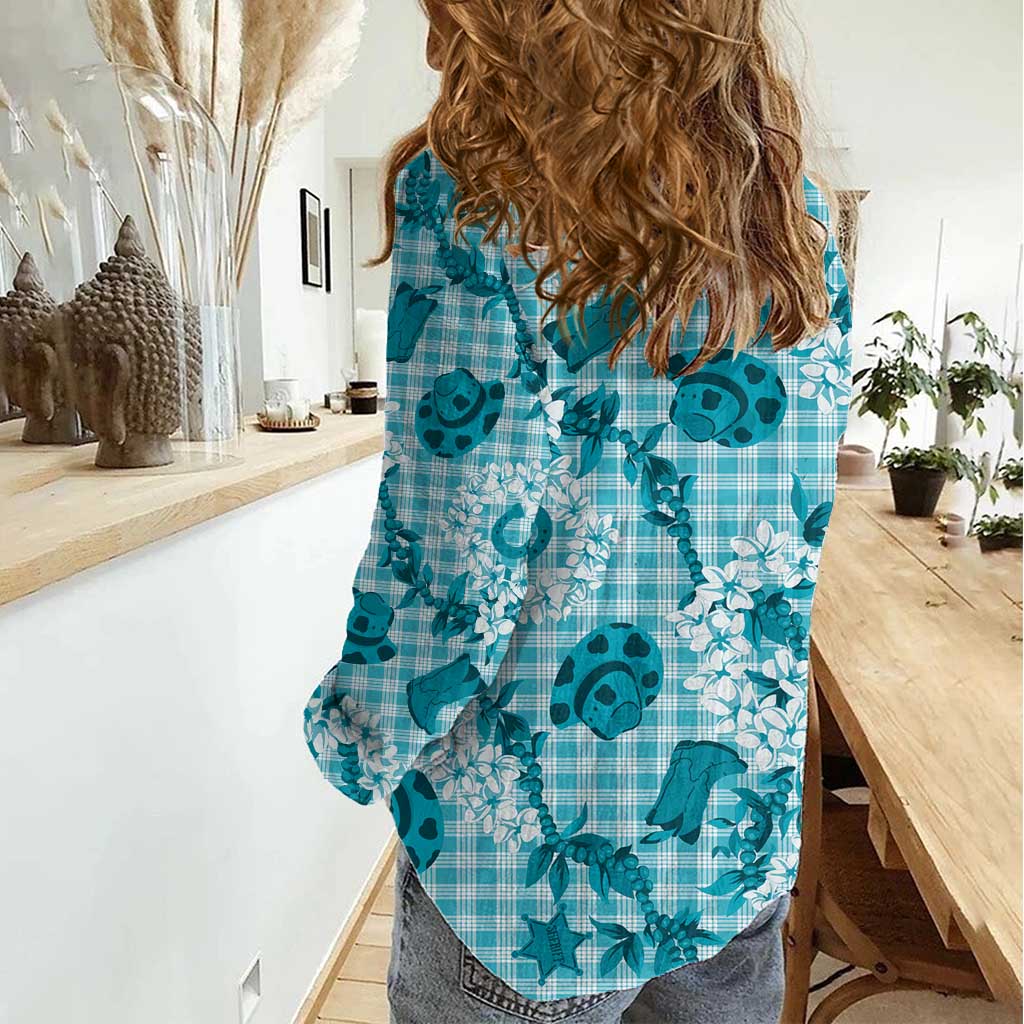 Mokihana Maile Ilima Leis Paniolo Palaka Women Casual Shirt Hawaiian Polu Opa Spirit - Polynesian Pride