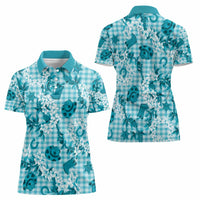 Mokihana Maile Ilima Leis Paniolo Palaka Women Polo Shirt Hawaiian Polu Opa Spirit - Polynesian Pride