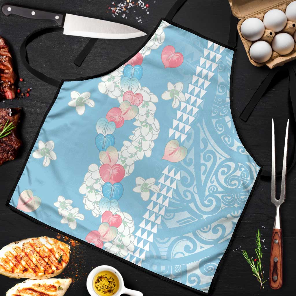 Blue Hawaii Anthurium Plumeria Lei Apron
