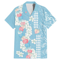Blue Hawaii Anthurium Plumeria Lei Family Matching Tank Maxi Dress and Hawaiian Shirt