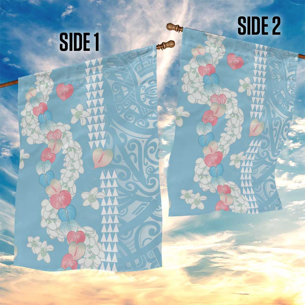 Blue Hawaii Anthurium Plumeria Lei Garden Flag