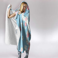 Blue Hawaii Anthurium Plumeria Lei Hooded Blanket