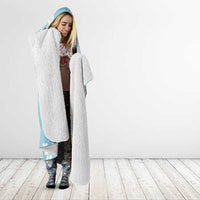 Blue Hawaii Anthurium Plumeria Lei Hooded Blanket