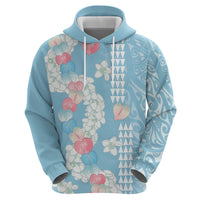 Blue Hawaii Anthurium Plumeria Lei Hoodie