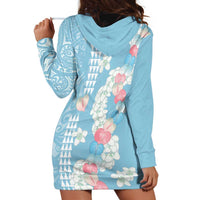 Blue Hawaii Anthurium Plumeria Lei Hoodie Dress LT9 - Polynesian Pride