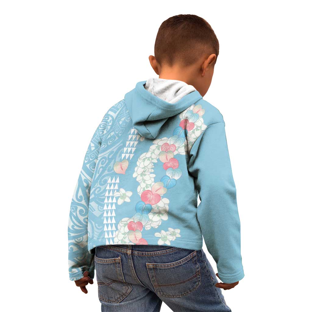 Blue Hawaii Anthurium Plumeria Lei Kid Hoodie
