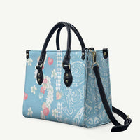 Blue Hawaii Anthurium Plumeria Lei Leather Bag