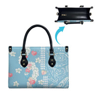 Blue Hawaii Anthurium Plumeria Lei Leather Bag