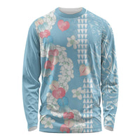 Blue Hawaii Anthurium Plumeria Lei Long Sleeve Shirt