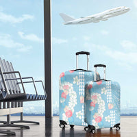 Blue Hawaii Anthurium Plumeria Lei Luggage Cover