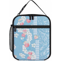 Blue Hawaii Anthurium Plumeria Lei Lunch Bag LT9 10.2 × 8.3 × 4.3 inch Blue - Polynesian Pride