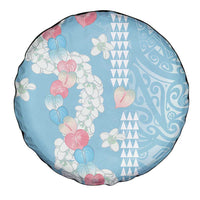 Blue Hawaii Anthurium Plumeria Lei Spare Tire Cover