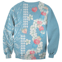 Blue Hawaii Anthurium Plumeria Lei Sweatshirt