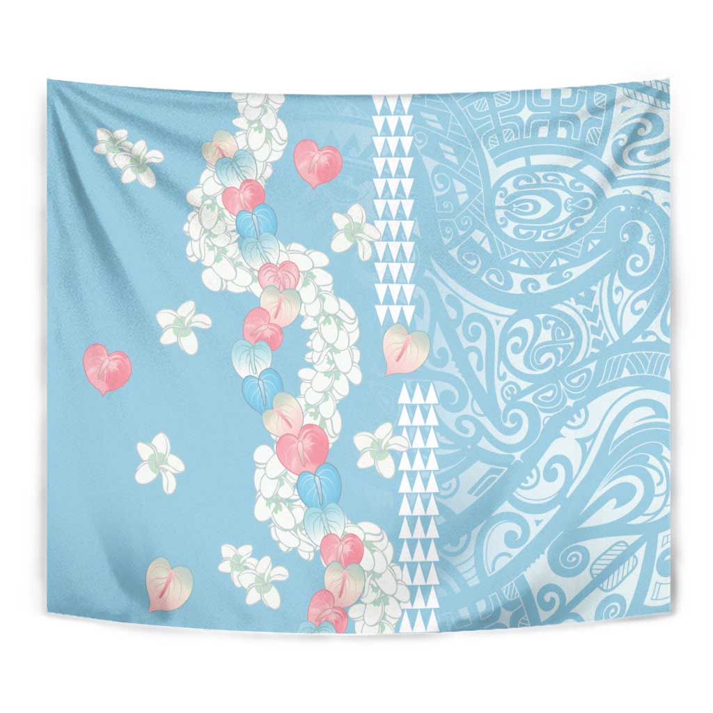 Blue Hawaii Anthurium Plumeria Lei Tapestry