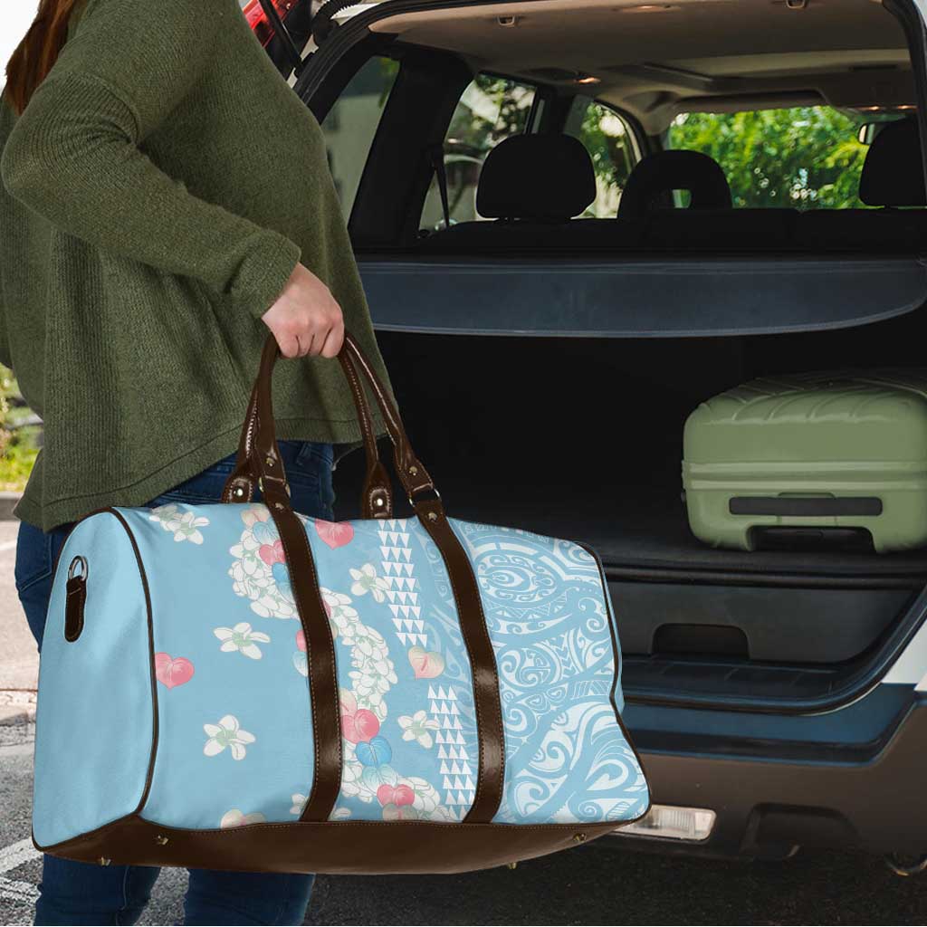 Blue Hawaii Anthurium Plumeria Lei Travel Bag