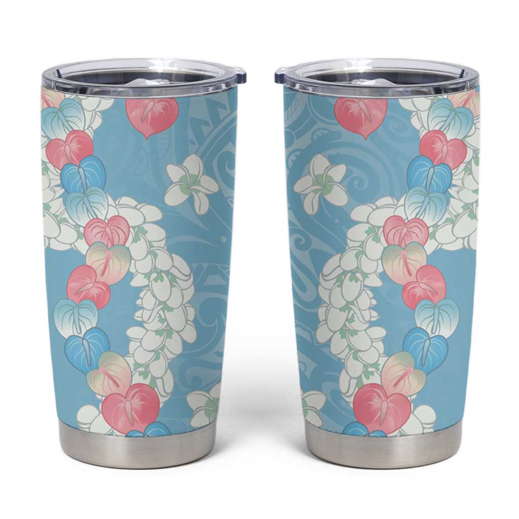 Blue Hawaii Anthurium Plumeria Lei Tumbler Cup