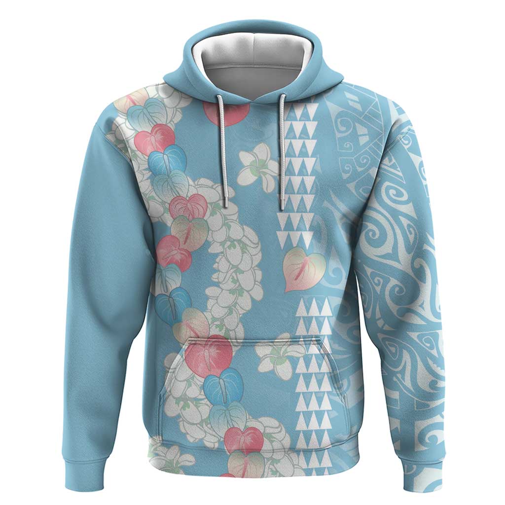Blue Hawaii Anthurium Plumeria Lei Zip Hoodie