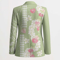 Leaf Green Hawaii Anthurium Plumeria Lei Blazer