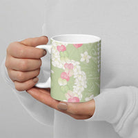 Leaf Green Hawaii Anthurium Plumeria Lei Ceramic Mug
