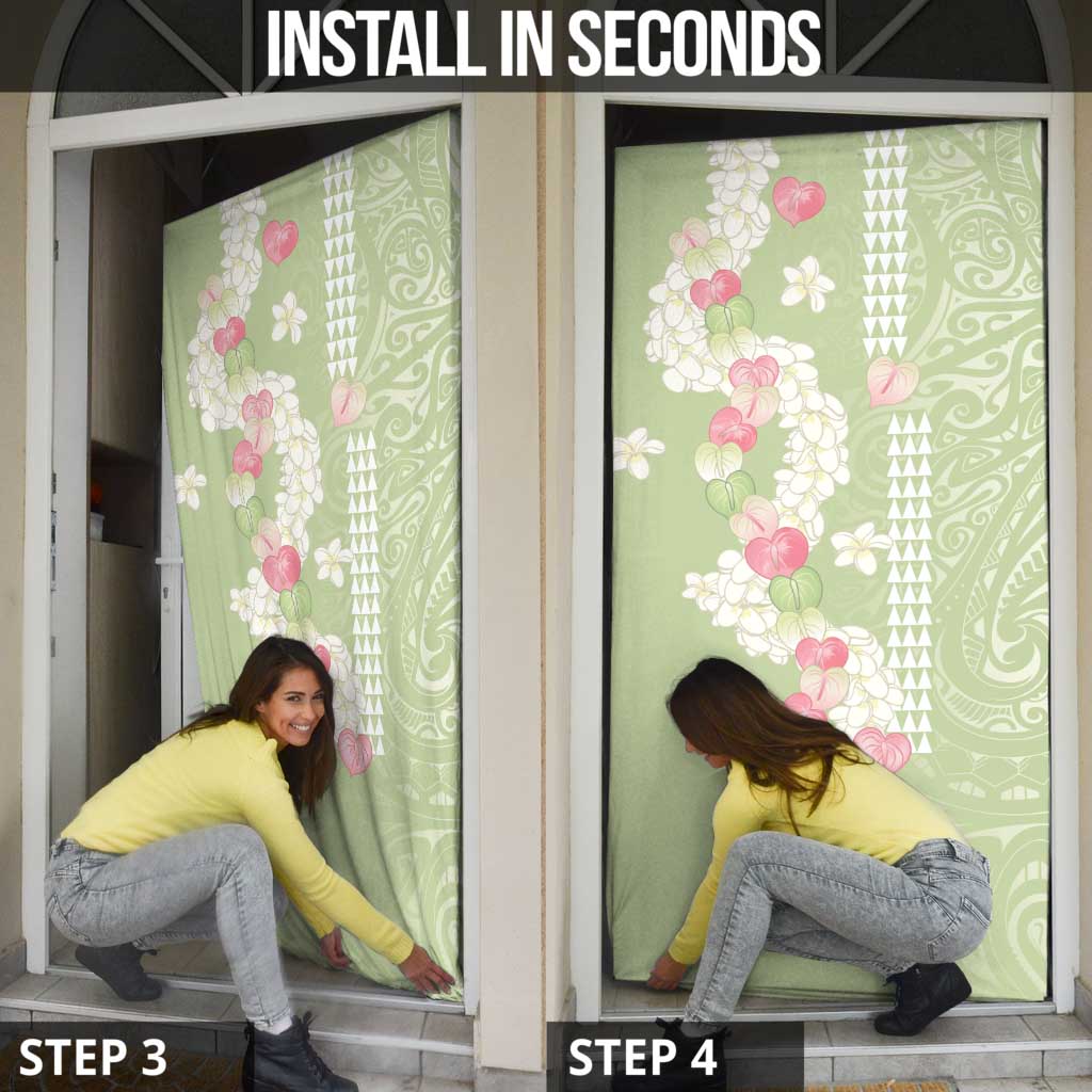 Leaf Green Hawaii Anthurium Plumeria Lei Door Cover