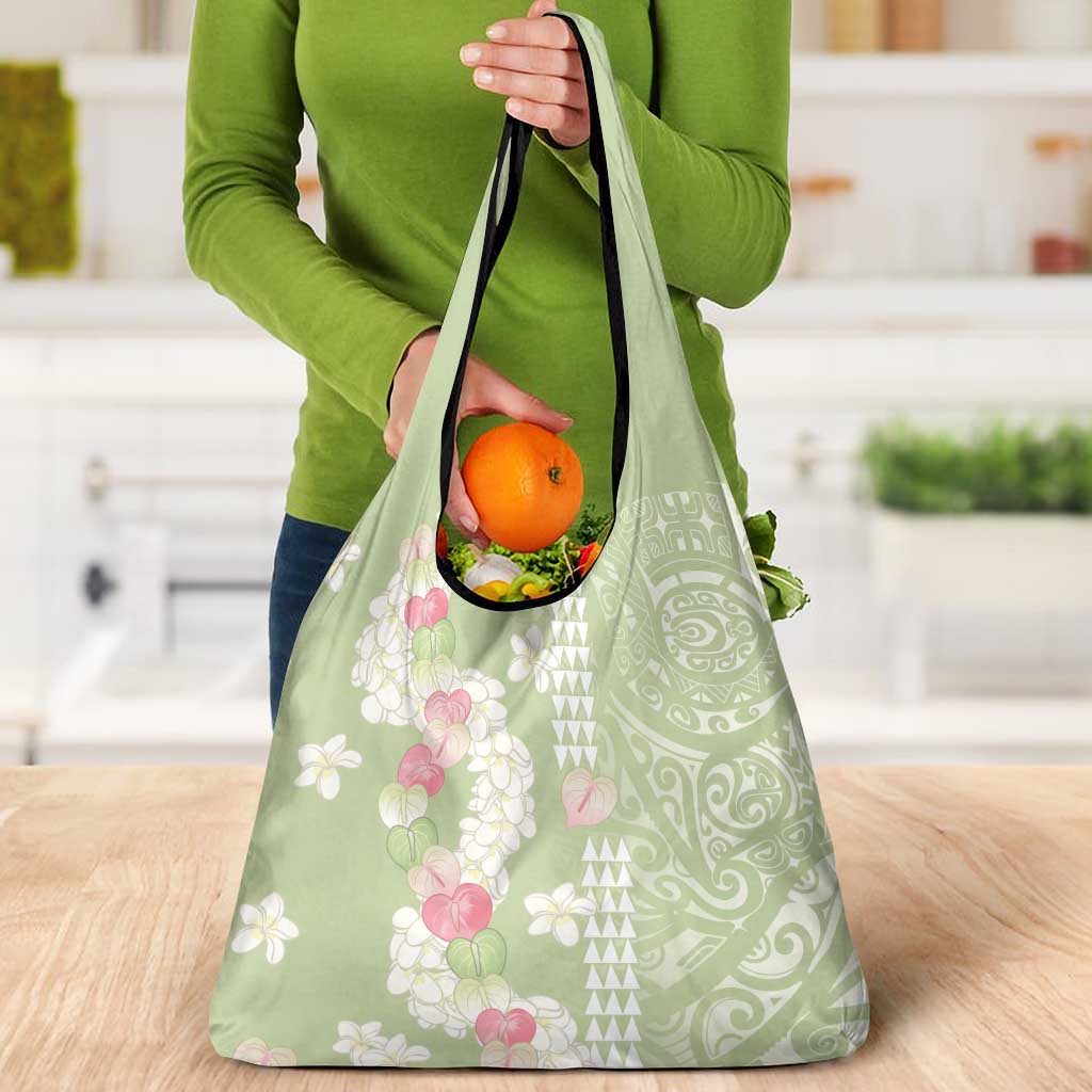 Leaf Green Hawaii Anthurium Plumeria Lei Grocery Bag LT9 - Polynesian Pride