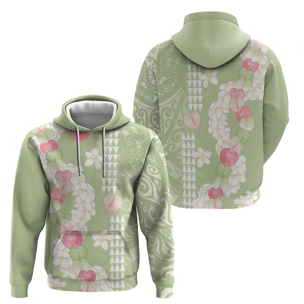 Leaf Green Hawaii Anthurium Plumeria Lei Hoodie