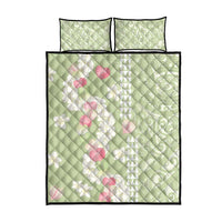 Leaf Green Hawaii Anthurium Plumeria Lei Quilt Bed Set LT9 - Polynesian Pride