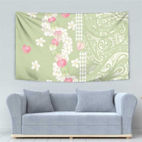 Leaf Green Hawaii Anthurium Plumeria Lei Tapestry